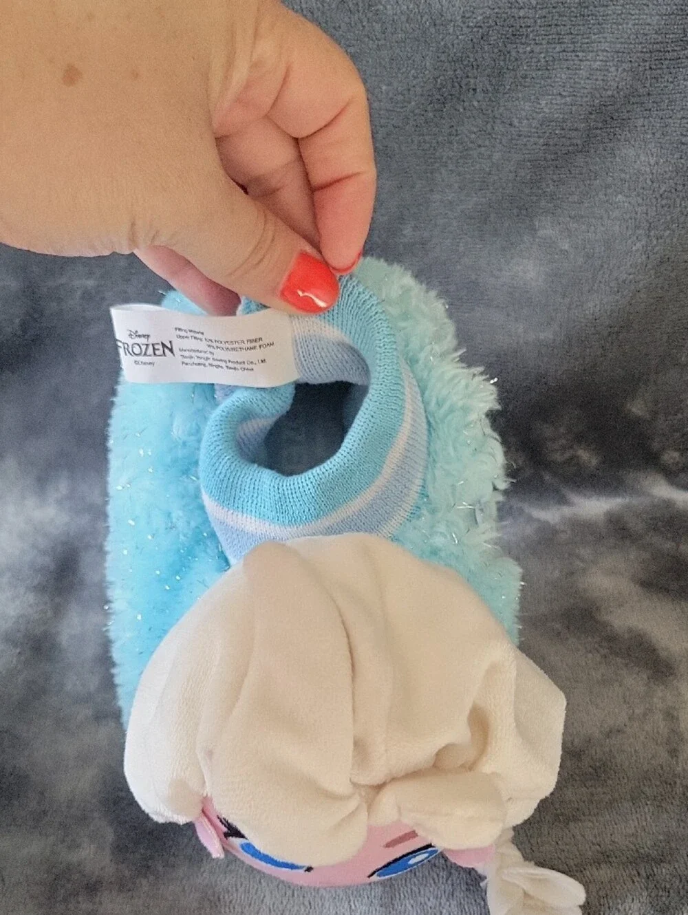 Kids Plush Character Slippers - Light Blue & White